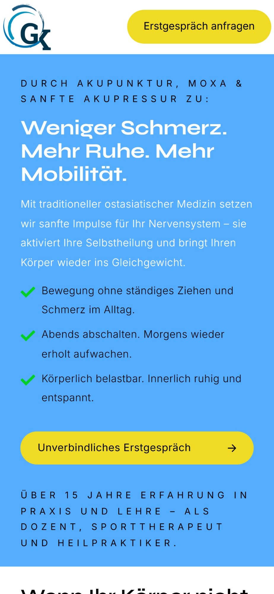 Gesundheitspraxis Kellers Landingpage